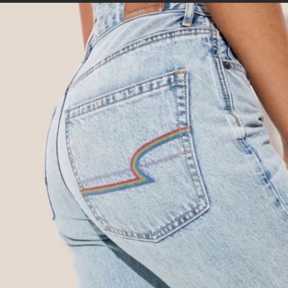 NEW PRIDE American Eagle Rainbow Pocket 90s Boyfriend Jeans Plus Size 24